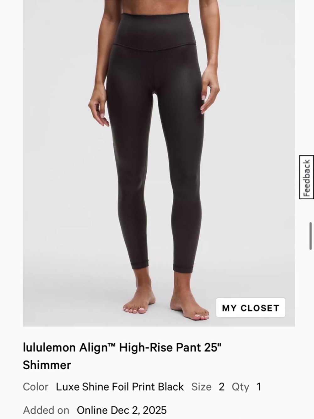 lululemon Align™ High-Rise Shimmer Leggings - Black NWOT